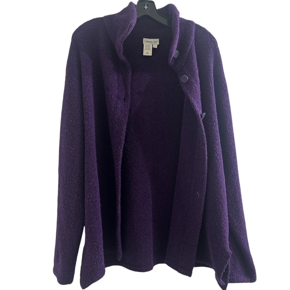 Coldwater‎ Creek Button Front Purple Sweater Jacket Size L Cozy Wool Blend